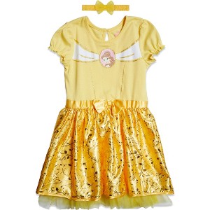 Disney Princess Belle Girls Cosplay Dress and Mesh Headband Toddler - 1 of 4
