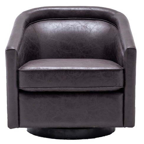 Real leather barrel online chair