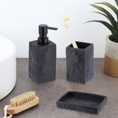 Black Stone Effect Resin Hand Soap and Lotion Dispenser