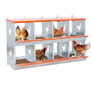 BABYYER Metal Chicken Nesting Box, Wall Mount with Vented Coop Equipment for Hens, Ducks and Poultry, Easy Egg Collection and Assembly - Orange - 1 of 4