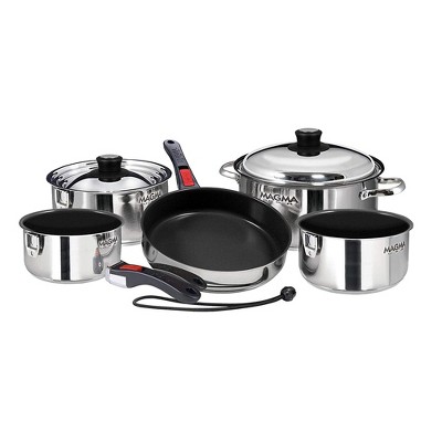 Magma 10 Piece Scratch Resistant Stainless Steel Non Stick Nesting Cookware Set