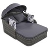 Nestfair Wicker Outdoor Double Lounge Day Bed with Adjustable Canopy and Cushions Gray - 2 of 4