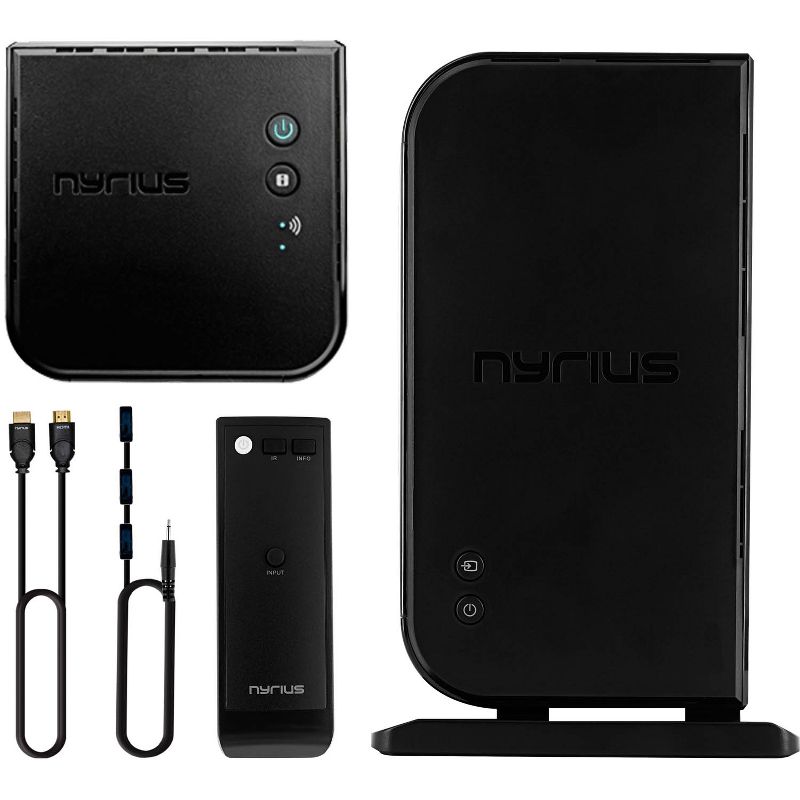 Nyrius Wireless HDMI 2 Input Transmitter & Receiver; Streaming HD 1080p 3D Video with 2 HDMI Cables - Black, 5 of 10