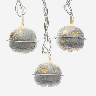 Kurt Adler 10-Light Silver Bell With Warm White LED Light Set