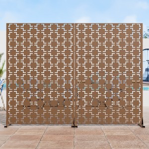 MAYEERTY 72.05x47.24in Foldable Brown Galvanized Steel Partition Screen (6 Panels) - 1 of 4
