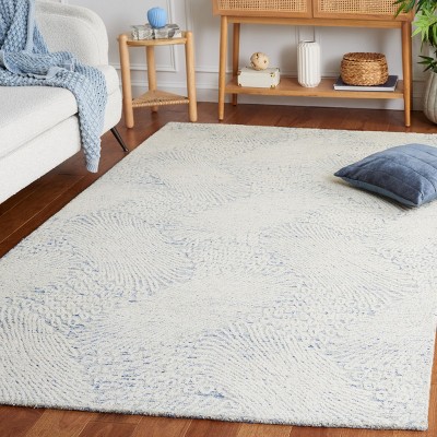 Handmade Blue Wool 5' x 8' Tufted Area Rug