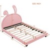 CAVINAS Full Size Platform Bed Modern Wooden Bed Frame with Rabbit Shape Headboard and Upholstered Leather for Bedroom - 4 of 4