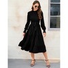 Women's Ruffle Mock Neck Long Sleeve Smocked Midi Dress Casual Floral Print Elastic Waist Tiered Long Dress - 3 of 4