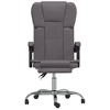 vidaXL Reclining Office Chair- Adjustable, Swivel Design with Rolling Castors, Grey Faux Leather, Metal and Plywood Frame - 3 of 4