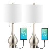 (Set of 2) 24" Tyler Gourd Iron LED Table Lamps with Pull-Chain with Dual USB Charging Port - JONATHAN Y - 2 of 4