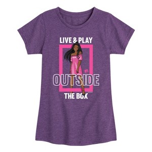 Girls' - Barbie - Live & Play Outside the Box Fitted Short Sleeve Graphic T-Shirt - 1 of 4