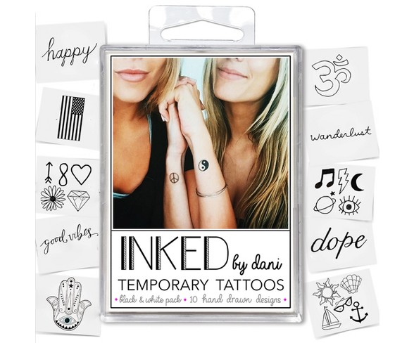 INKED by dani 10pk Black & White Temporary Tattoos