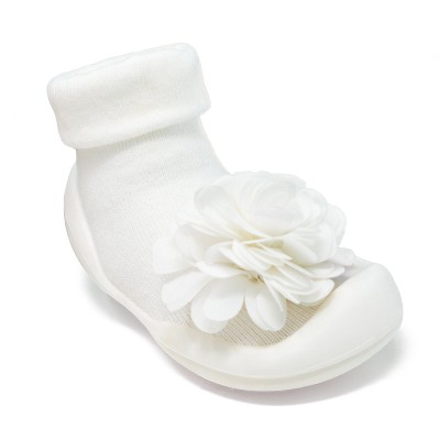 Komuello Baby Girl First Walk Sock Shoes Corsage - Snow