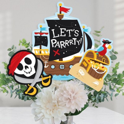 Big Dot of Happiness Pirate Ship Adventures - Skull Birthday Party Centerpiece Sticks - Table Toppers - Set of 15