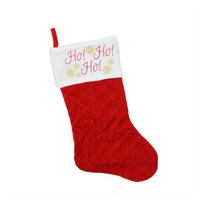 Northlight 19" Quilted Red Velvet HO! HO! HO! Embroidered Christmas Stocking