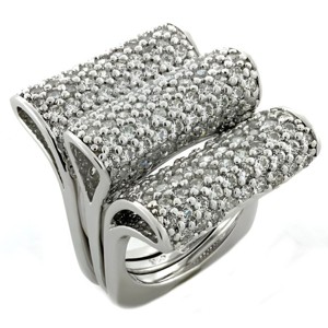 Slickblue Rhodium 925 Sterling Silver Ring with Clear CZ - Elegant Clear Cubic Zirconia, Women's Jewelry, Size 5-9 - 1 of 3