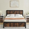 Full Size Bed Frames with Headboard, 14 Inch Classic Wood and Metal Platform Bed Frame Mattress Foundation, Under Bed Storage, Easy Assembly, Grey - 3 of 4