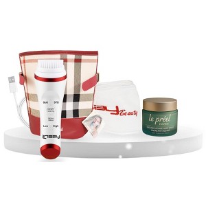 LINSAY Ultra-Sonic Facial & Body cleansing Brush with Temperature control SPA Bundle with Le preel Organic Night-Time Cream USB Cable Headband & Bag - 1 of 4