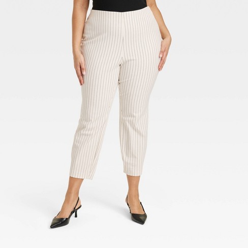 Women's Bi-stretch Skinny Pants - A New Day™ Cream/black Pinstripe 24 :  Target