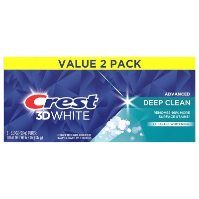 Crest 3D White Advanced Deep Clean Teeth Whitening Toothpaste, 3.3 oz, Pack of 2