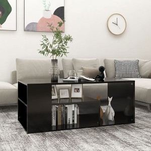 vidaXL Coffee Table Black 39.4 in.x19.7 in.x15.7 in. Engineered Wood - 1 of 4