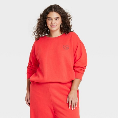 Women's Bubble Hem Sweatshirt - Universal Thread™ Red 2x : Target