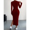 Coolmee Womens Sweater Maxi Dress Long Sleeve High Slit Knit Ribbed Crew Neck Slim Fit Casaul Long Dresses - 3 of 4