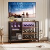 47" Industrial Coffee & Wine Bar Cabinet with Lights - 2-Door Wood Liquor Storage with Glass Holders for Living Room & Kitchen - 4 of 4