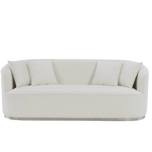Acme Furniture 83" Odette Sofa Beige Velvet: Luxurious Upholstered, Wood Frame, Includes 4 Accent Pillows - 1 of 4