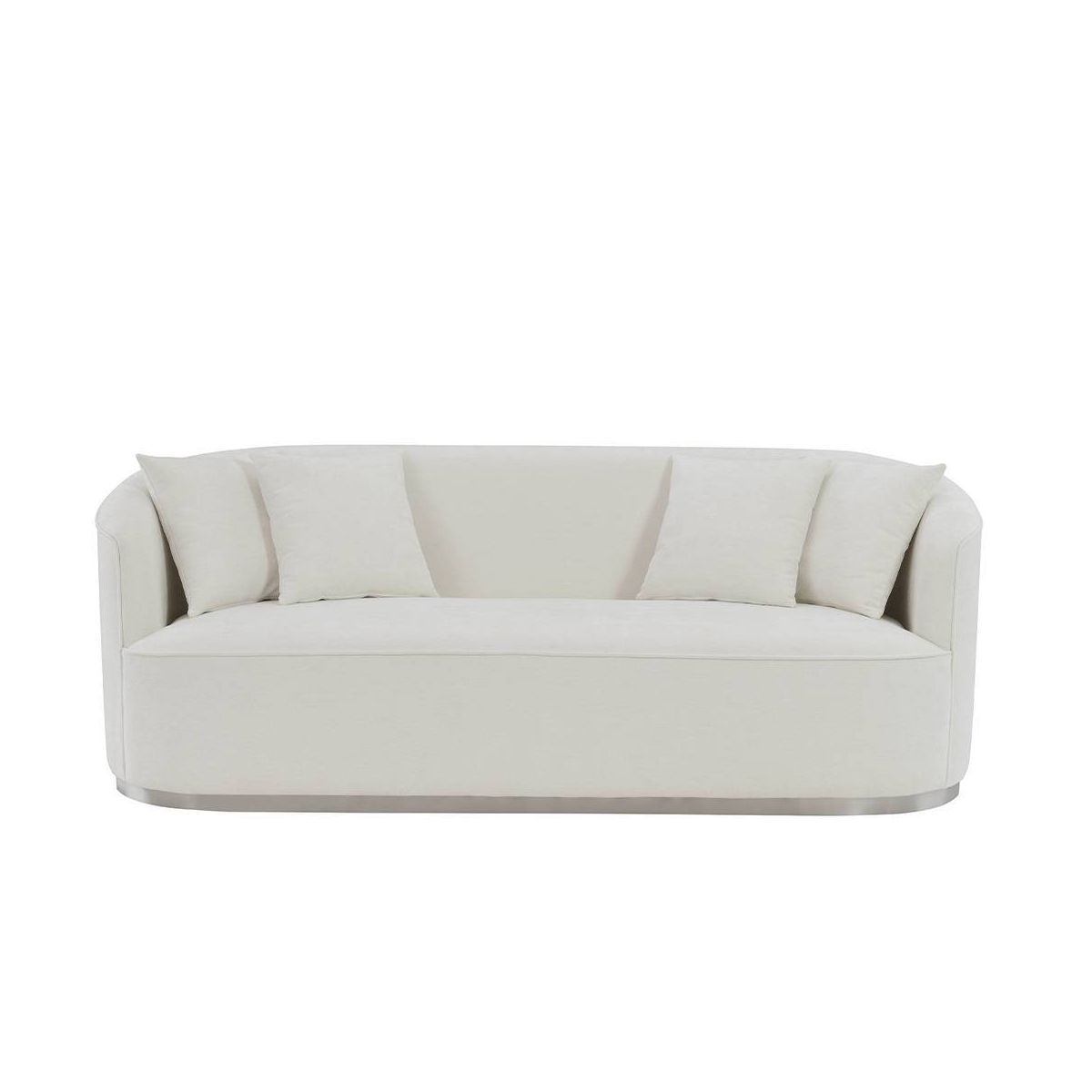 Acme Furniture 83" Odette Sofa Beige Velvet: Luxurious Upholstered, Wood Frame, Includes 4 Accent Pillows