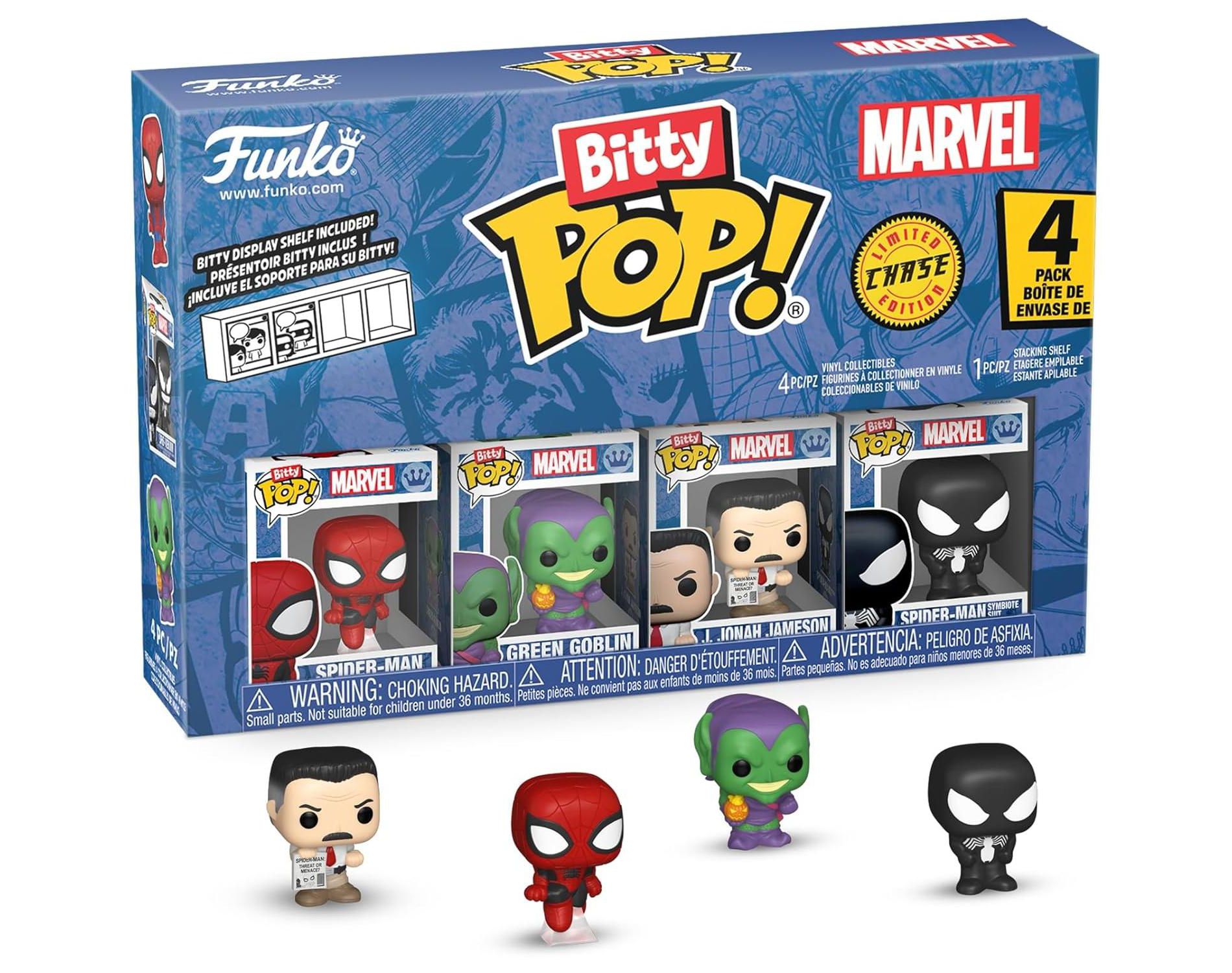 Funko Pop! Bitty: Marvel - Spider-Man, Green Goblin, J Jonah Jameson, & Mystery Figure 4 Pack