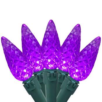 Northlight 70-Count Purple LED Faceted C6 Christmas Lights Set, 23 ft Green Wire