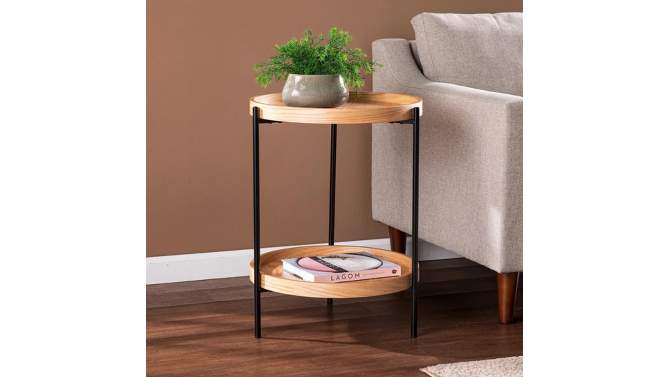 Wemve Round End Table Natural/Black- Aiden Lane, 2 of 8, play video