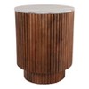 Side Table with Fluted Brown Base and White Marble Top - Modern Accent Piece for Small Spaces and Home Decor - 4 of 4