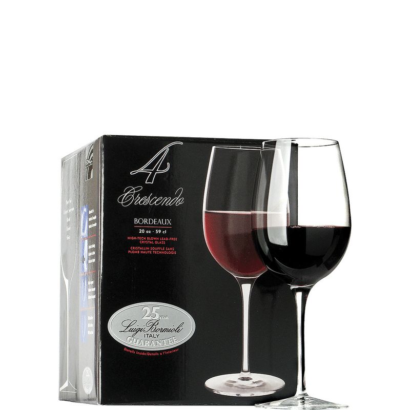Luigi Bormioli Crescendo 20-Ounce Bordeaux Wine Glasses, 4-Piece, 20 oz., 4 of 5