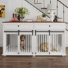 Gulches 63 in Brown White Rectangular MDF Metal Console Table with Double Dog Crate 2 Drawers Removable Divider Sliding Door - 3 of 4