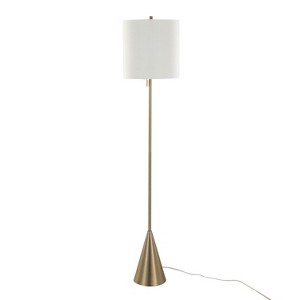 Cone 64" Contemporary Metal Floor Lamp in Gold Metal with White Linen Shade from Grandview Gallery by LumiSource - 1 of 1
