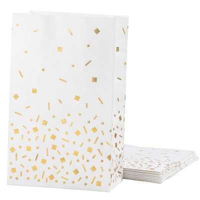 Blue Panda 24-Pack Gold Foil Paper Party Favor Bags Small Gift Bags for Wedding Birthdays, 5.5 x 8.6 x 3 in