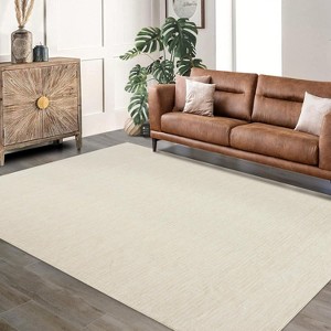 Area Rug - Modern Stripe Style Ultra-Thin Low Pile Carpet for Living Room, Bedroom, Office, Non Slip Washable - 1 of 4