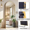 58 inchx 18 inch arched full length mirror floor standing or wall mounted with stand aluminum frame shatter proof glass gold - 3 of 4