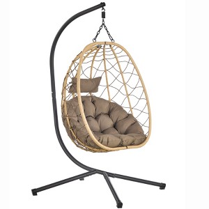 LeisureMod Summit Series Outdoor Egg Swing Chair with Cushions, Hanging Patio Chair for One Person - 1 of 4