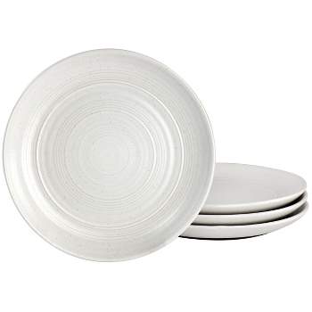 Gibson Bee and Willow Home 7 Inch 4 Piece Round Stoneware Appetizer Plate Set in Matte White