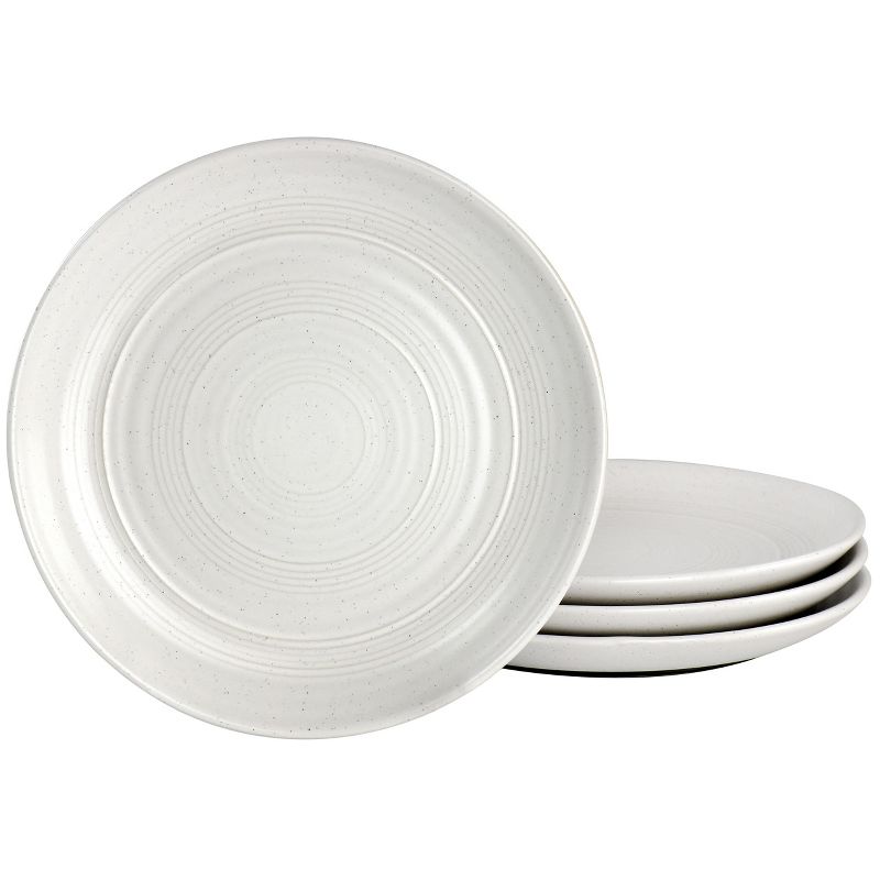 Gibson Bee and Willow Home 7 Inch 4 Piece Round Stoneware Appetizer Plate Set in Matte White, 1 of 7