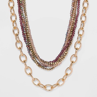 Beaded Large Chain Necklace - A New Day™