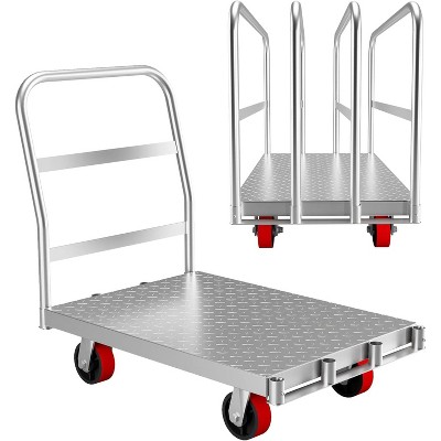 Heavy Duty Steel Panel Cart Dolly – 2000 Lbs Capacity Drywall Dolly & Lumber Truck Cart with 3 Side Handrails, 36" L x 24" W x 33" H