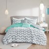 Sapphtopaz Bedding Comforter Set Reversible Chevron Print Quilt Set with Printed Pleats Decoration Throw Pillow - 3 of 4