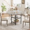 Round Wooden Dining Table for 4-6, Modern 3-Layer Kitchen Table with Storage Shelves and Roman Metal Legs, Ideal for Dining Room and Living Room. - 3 of 4