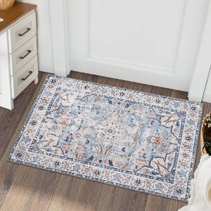 Washable Rug Traditional Oriental Rugs Soft Indoor Low Pile Carpet for Living Room Bedroom Dining - 1 of 4