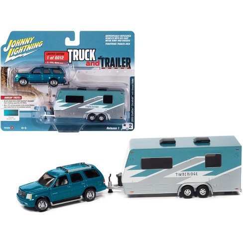 2005 Cadillac Escalade Teal Met. W/camper Trailer Ltd Ed To 6012 Pcs Truck  & Trailer 1/64 Diecast Model Car By Johnny Lightning : Target