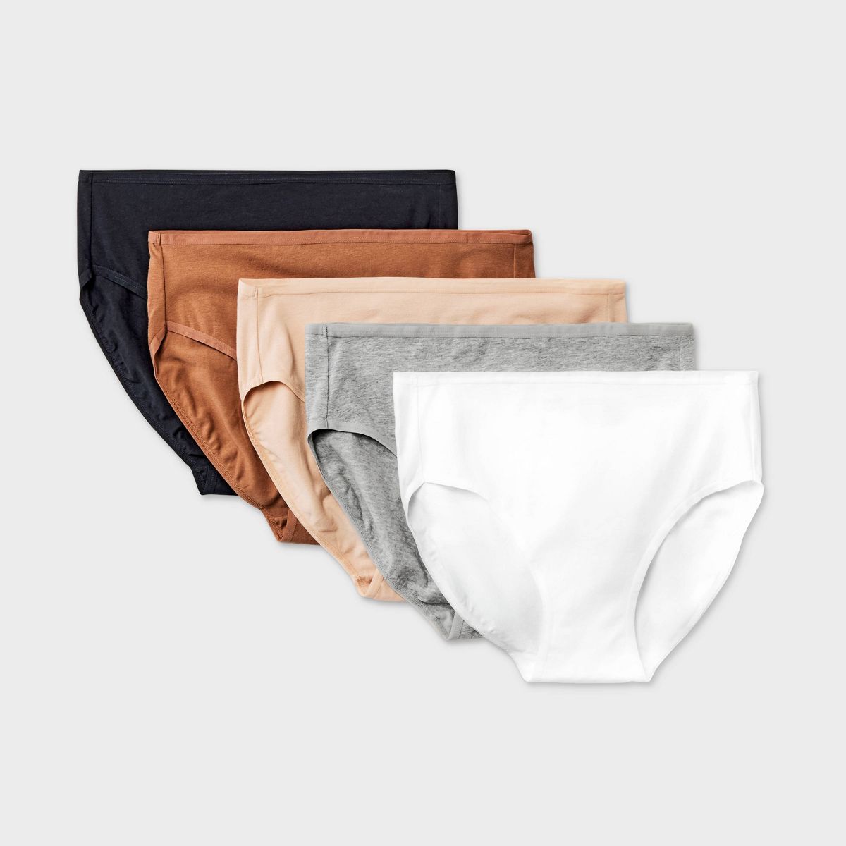 Women's 5pk Cotton Blend Briefs Underwear - Dealworthy™ Assorted Neutral